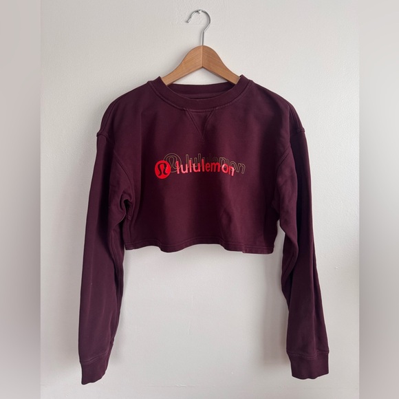 Lululemon All Yours Logo Cropped Crew Sweatshirt Lunar New Year Cassis / Wine 6 - Picture 3 of 9